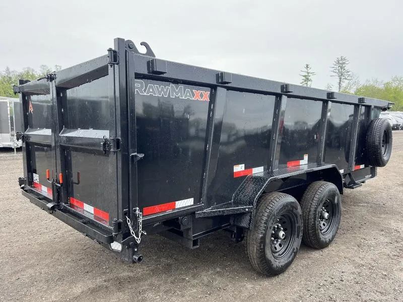 2024 RawMaxx Trailers 7X16 14K Powder Coated Dump w/ Tarp Kit