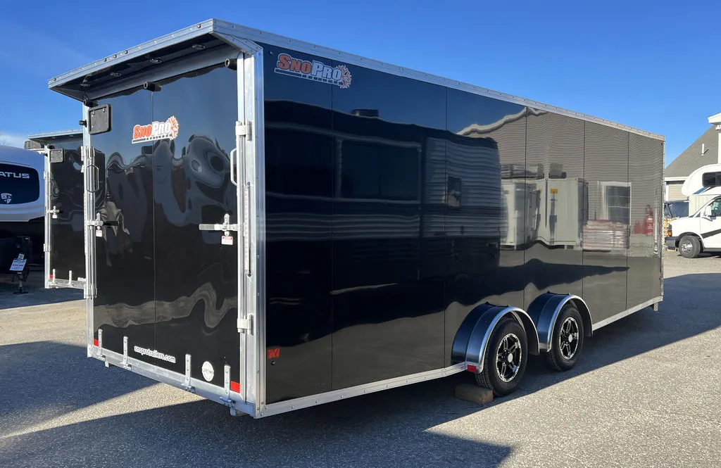 2024 Sno Pro 7.5×22 Aluminum 4-Place Drive In/Out w/Extra Height, Mats & Guides, Canopy