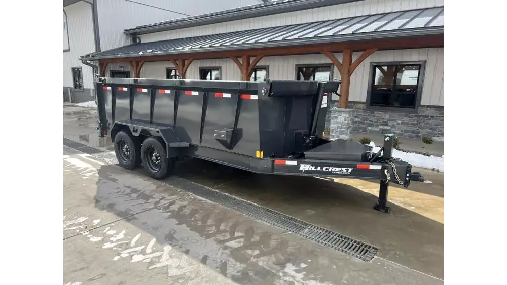 2026 Hillcrest Dump Trailer - 7x16 High Side, 17,600 GVWR, Telescopic Hoist, Oil Bath Hubs - frame and coupler detail