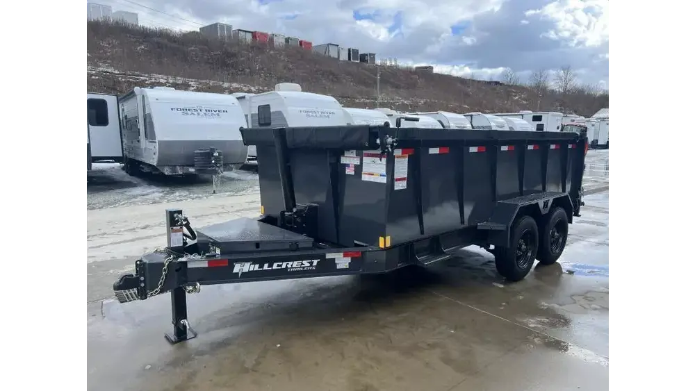 2026 Hillcrest Trailers 7x16 High Side Dump Trailer 17600# GVW - front view 3
