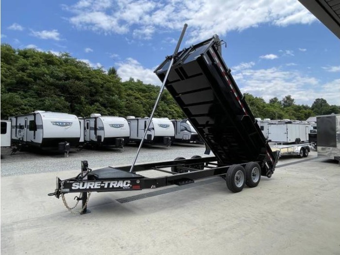 2025 Sure-Trac 7ft x 16ft Telescopic Dump Trailer - 15,400 lb GVWR - front view