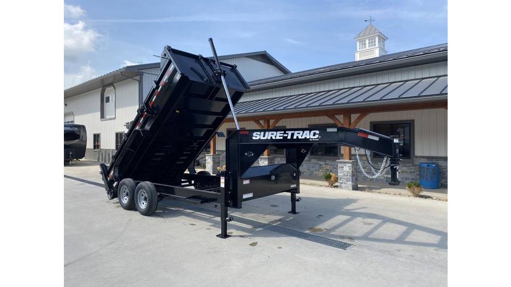2026 Sure-Trac Gooseneck Dump Trailer - 7x14, 15,400 GVWR, Telescopic Hoist, Pro Series - front view