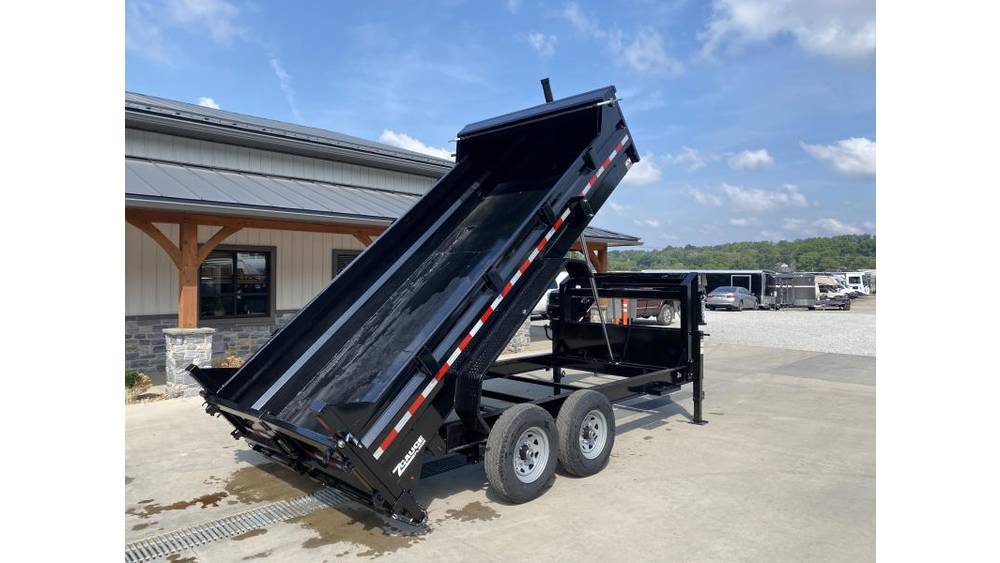 2026 Sure-Trac Gooseneck Dump Trailer - 7x14, 15,400 GVWR, Telescopic Hoist, Pro Series - three-quarter view